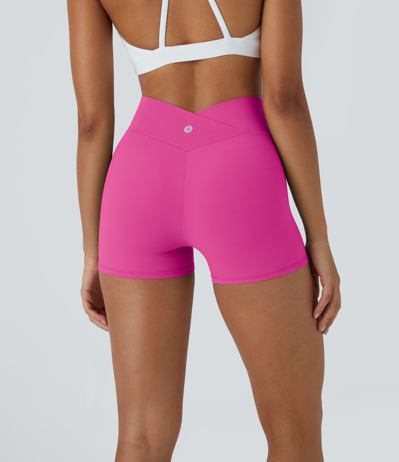 SoftlyZero™ High Waisted Crossover Plain Yoga Biker Shorts 3''-UPF50+
