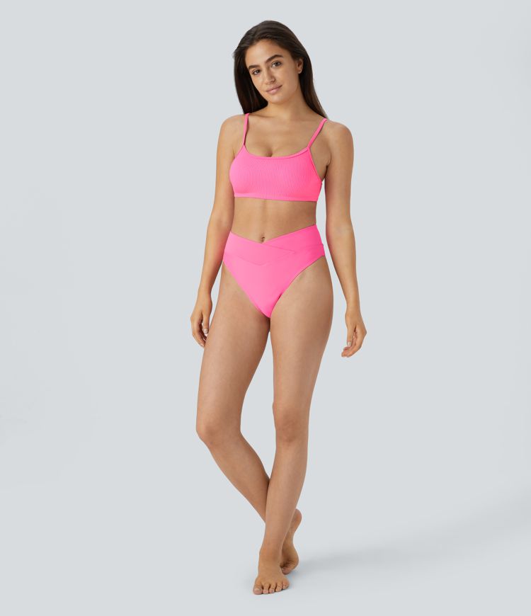 Haut de maillot de bain bikini côtelé