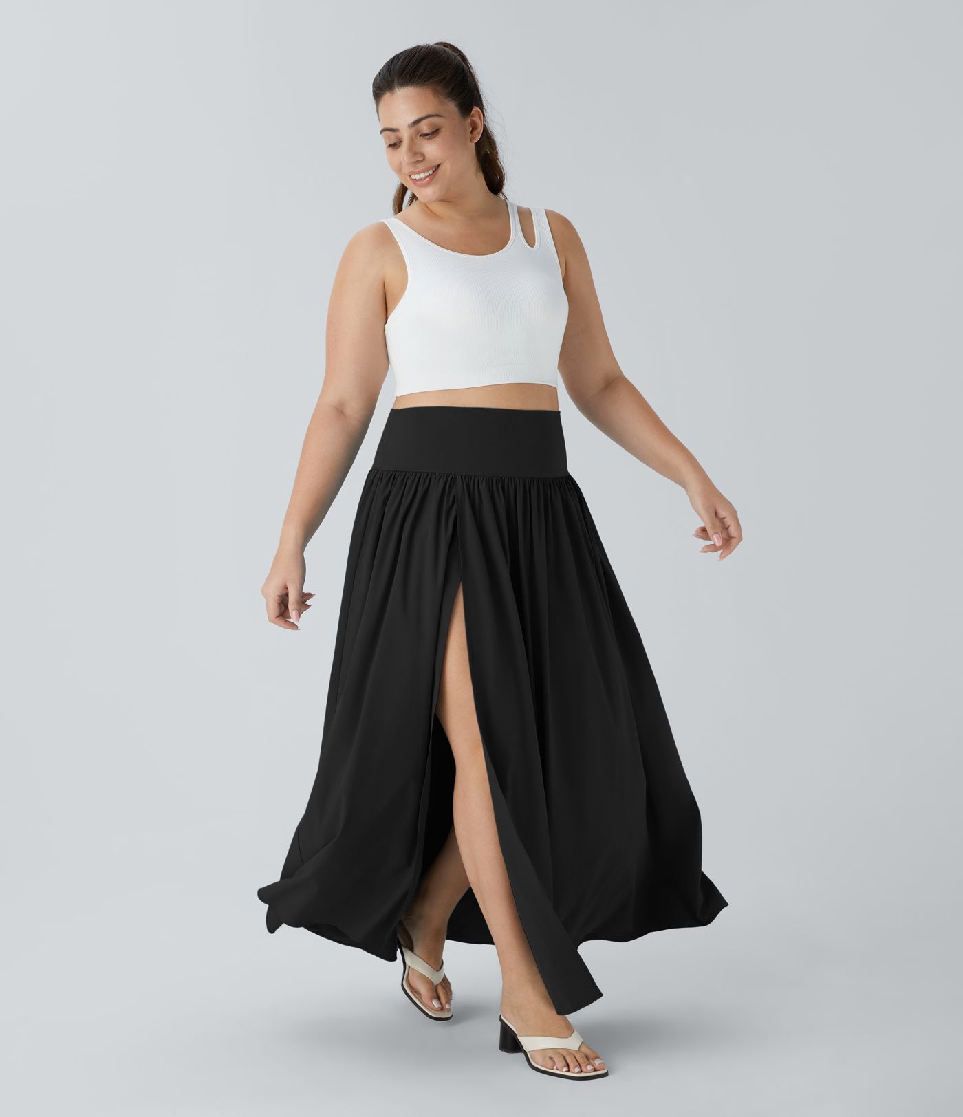 Breezeful™ High Waisted 2-in-1 Flowy Quick Dry Maxi Casual Plus Size Skirt
