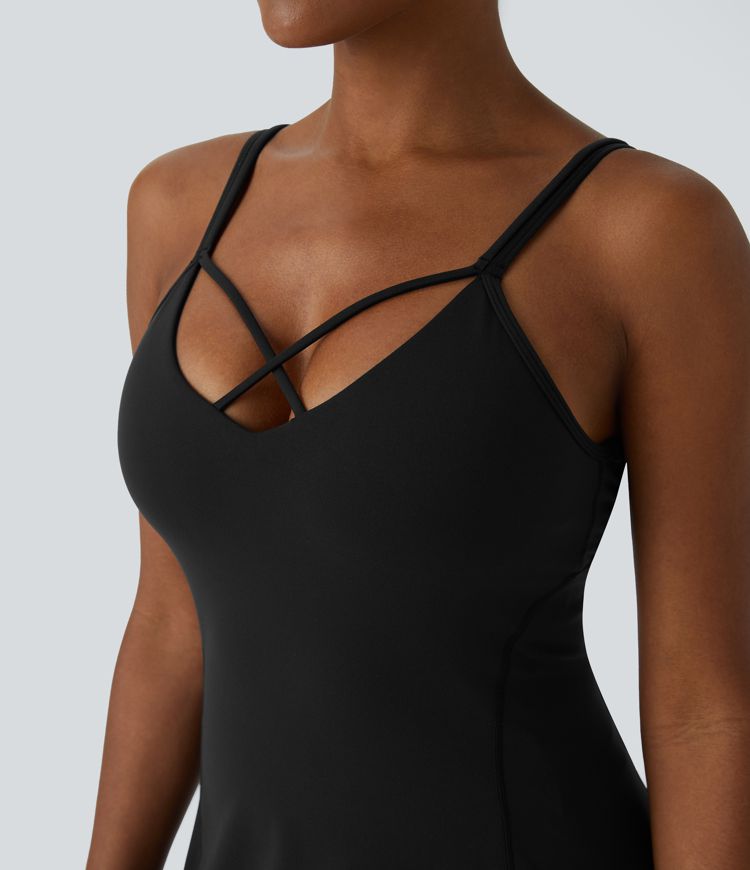 Softlyzero™ Plush Crisscross Backless 2-in-1 Pocket Mini Slip Active Dress - Easy Peasy Edition