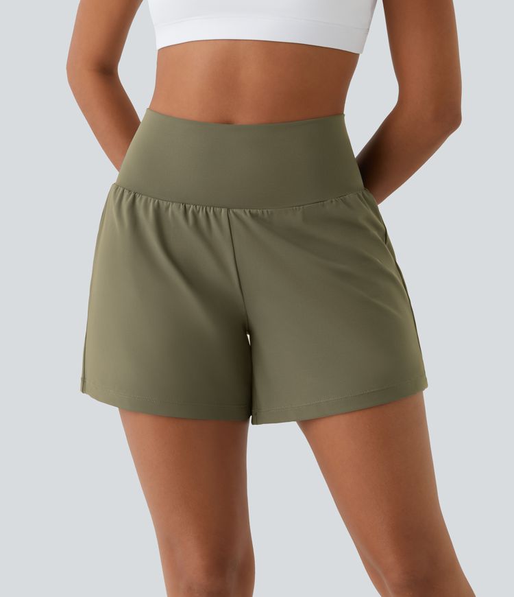 SoftlyZero™ Airy Super High Waisted 2-in-1  Cool Touch Yoga Shorts 5'' with Pockets-Longer Length
