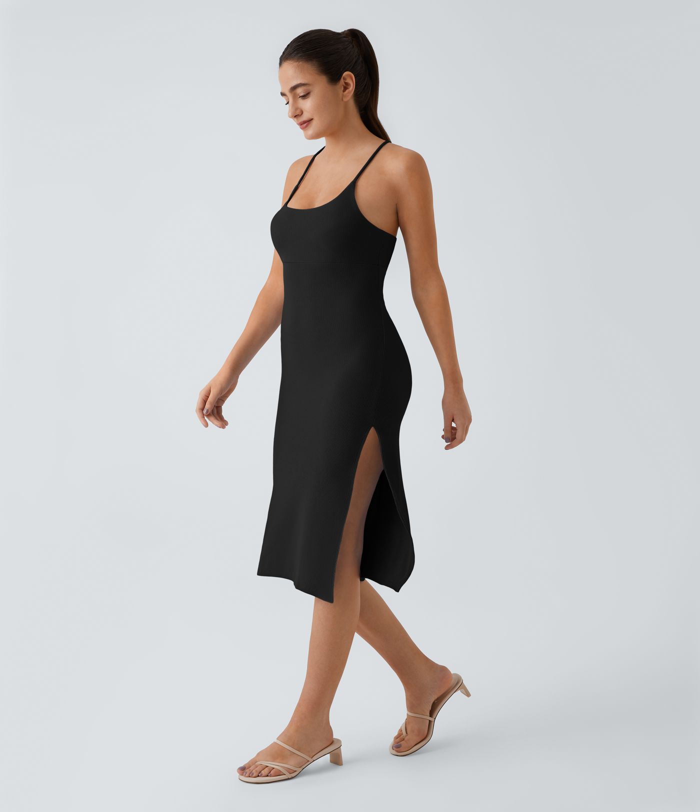 Everyday Split Strap Bodycon Midi Chill Party Dress-Sensational