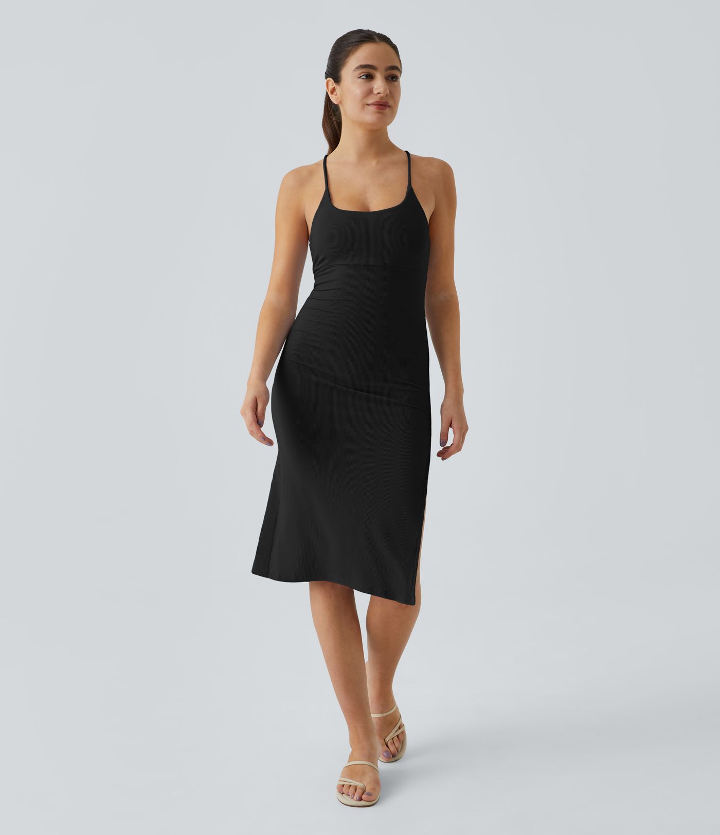 Everyday Split Strap Bodycon Midi Chill Party Dress-Sensational