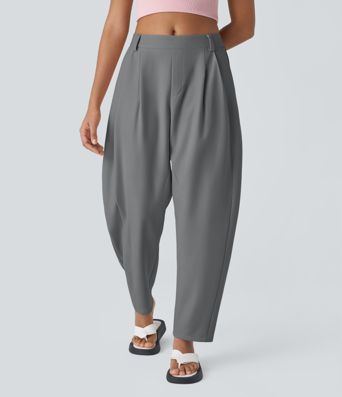 Pantalon tailleur Halara Flex™ barrel, taille mi-haute, avec poche