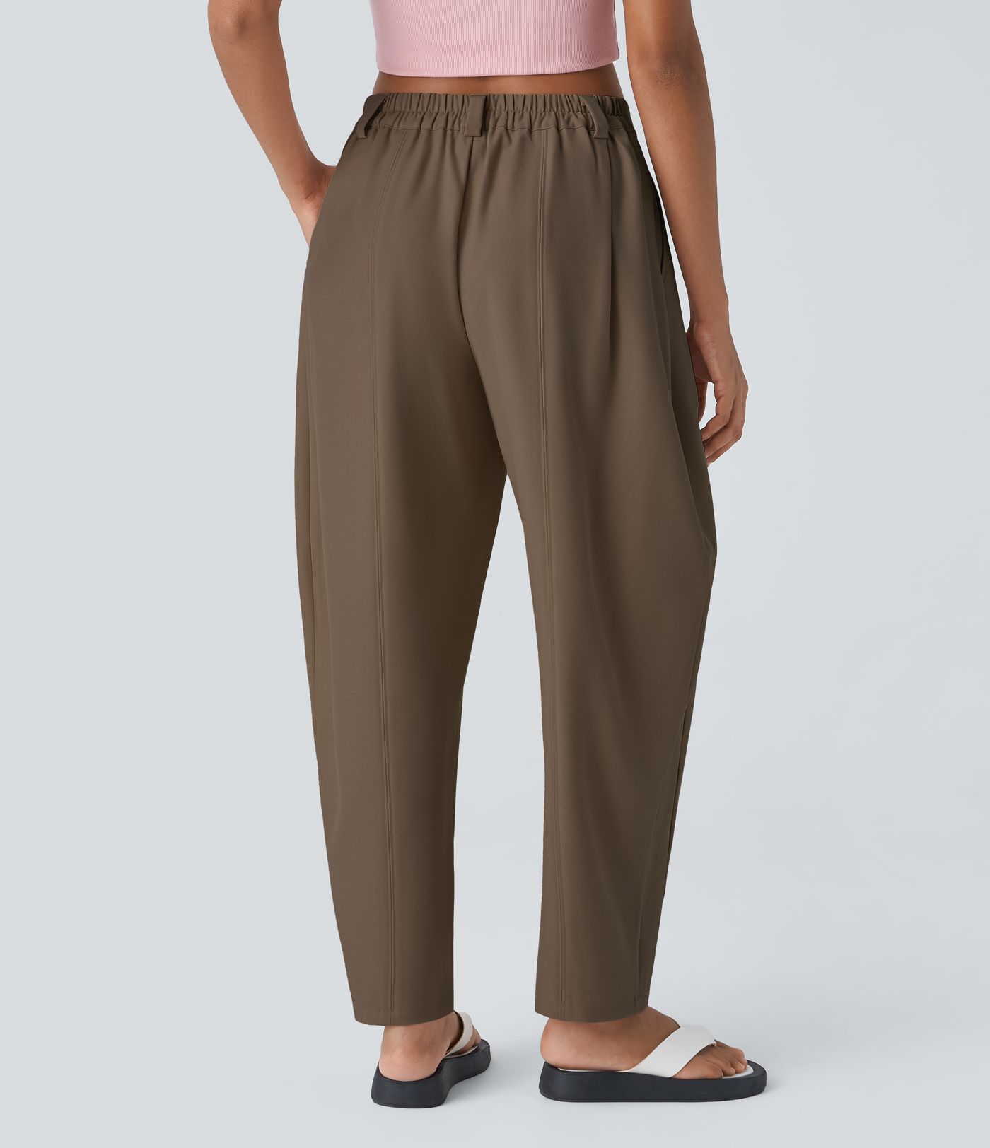 Halara Flex™ - Arbeits-Hose mit mittelhohem Bund, Seitentaschen und Barrel-Leg