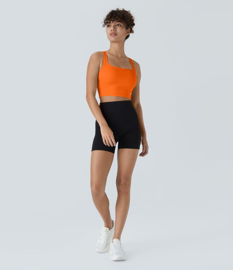 Softlyzero™ Airy - Kurzes, rückenfreies Yoga-Tanktop mit quadratischem Ausschnitt, überkreuzten Trägern und Cool Touch - A-C Cups, UPF50+