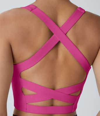 SoftlyZero™ Airy Square Neck Backless Crisscross Cropped Cool Touch Yoga Tank Top-UPF50+