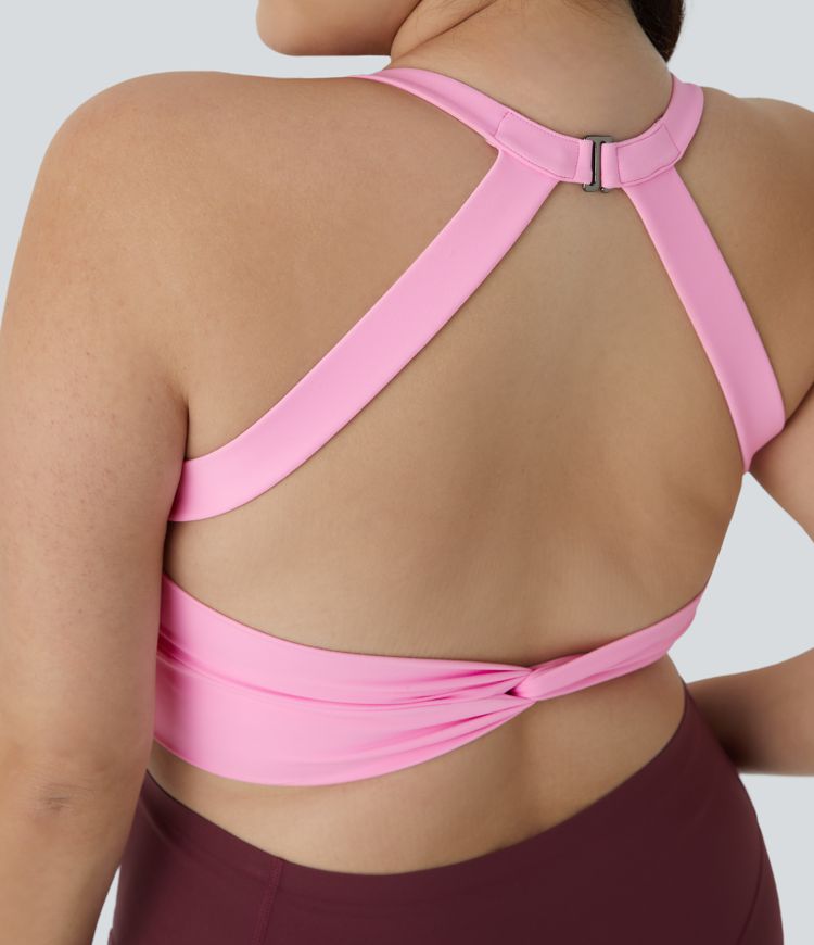 Softlyzero™ Plush Débardeur Yoga Court Torsadé Découpé Dos Nu - Grande Taille