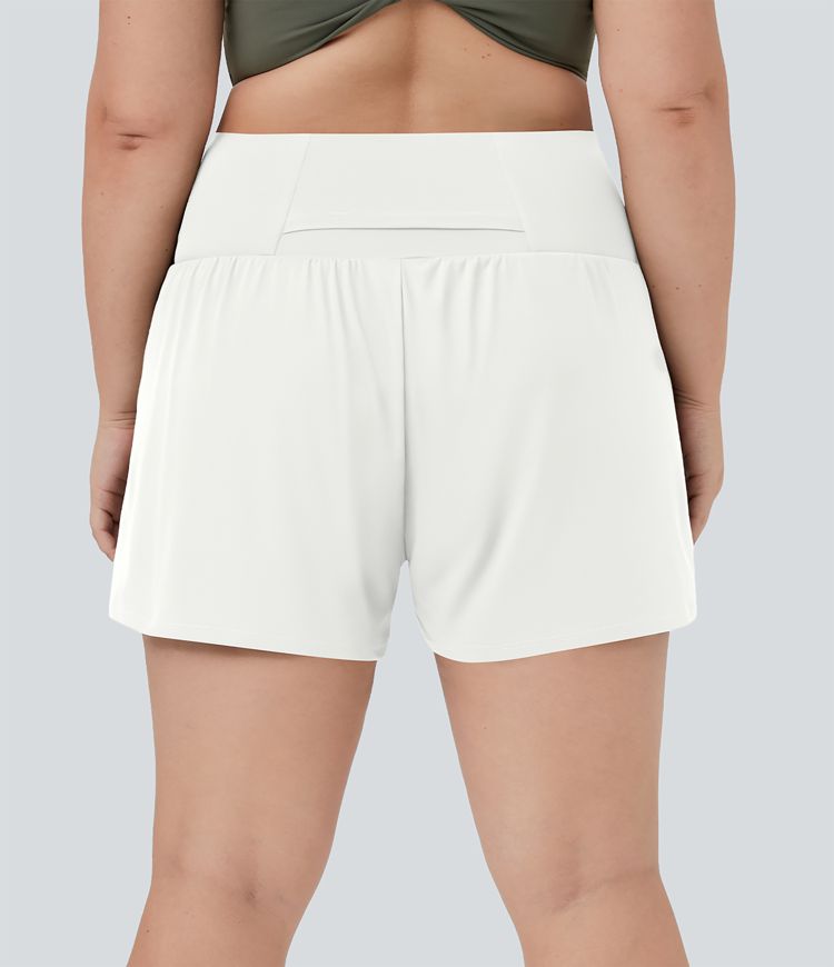 Pocket Plus Pocket 2-in-1 Gym Plus Size Shorts 2.5''