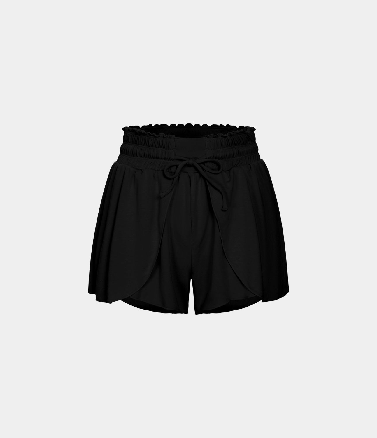 Pantalón corto apilado fluido cordón tiro alto elástico volante 7.5cm