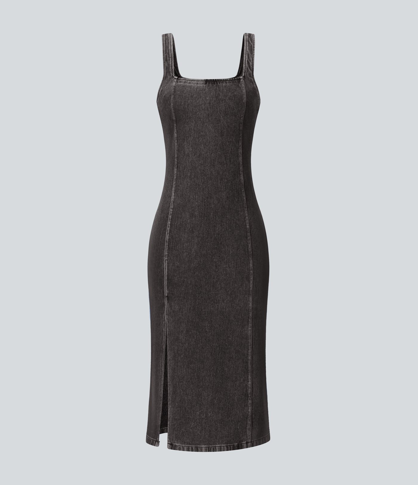 Halara Flex™ Square Neck Sleeveless Back Zipper Midi Washed Denim Casual Dress