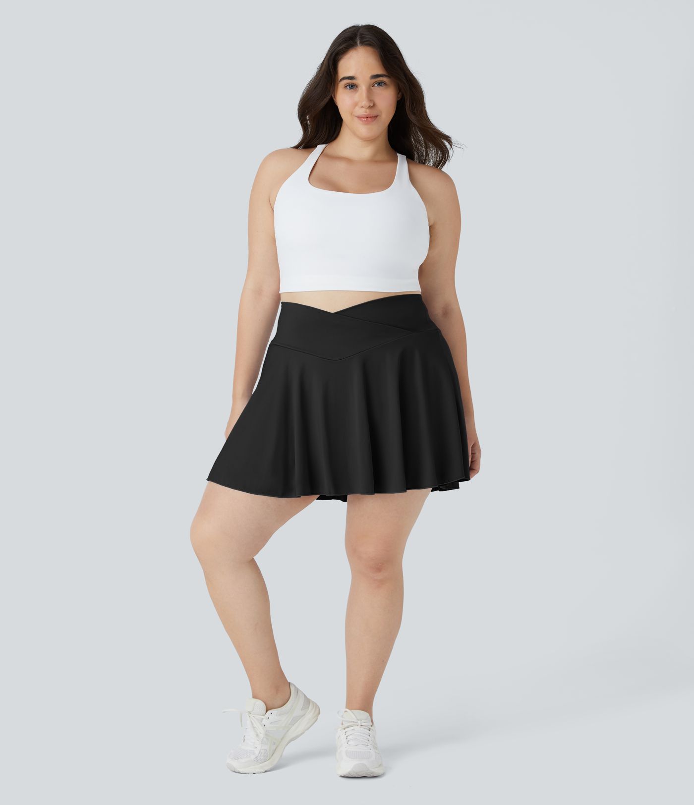 Softlyzero™ Airy Comfy High Waisted Crossover 2-in-1 Side Pocket Plus Size Flare  Tennis Skirt-UPF50+