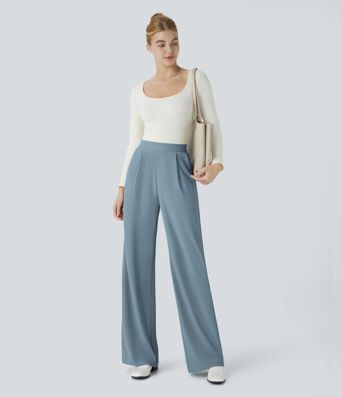 Halara Flex™ High Waisted Body Sculpt Waist-Slimming Pocket Wide Leg Micro Waffle Work Pants