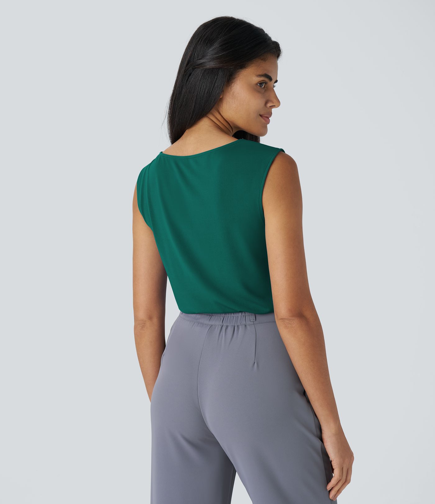 Cowl Neck Sleeveless Work Blouse