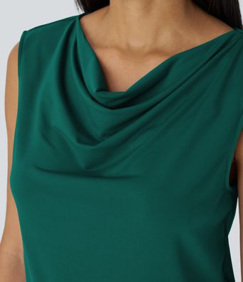 Cowl Neck Sleeveless Work Blouse