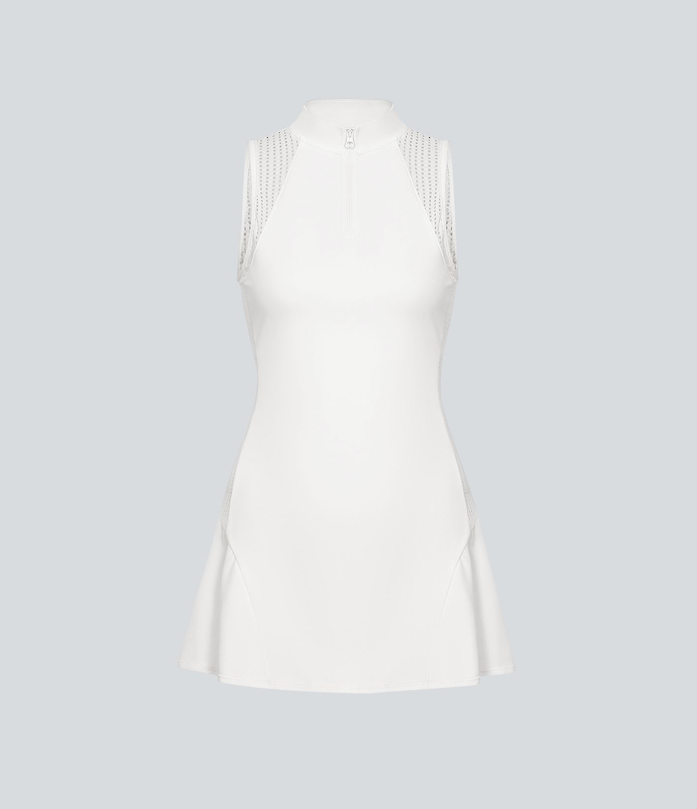 Half zip mesh side pocket two-piece mini tennis active dress
