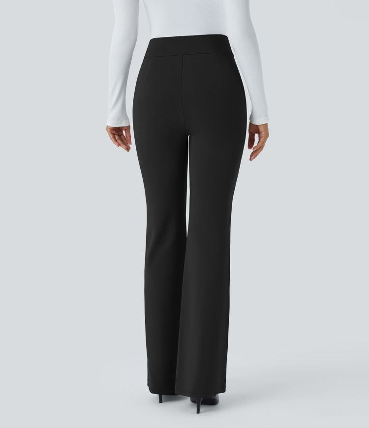 Pantalón cruzado tiro alto ligeramente acampanado