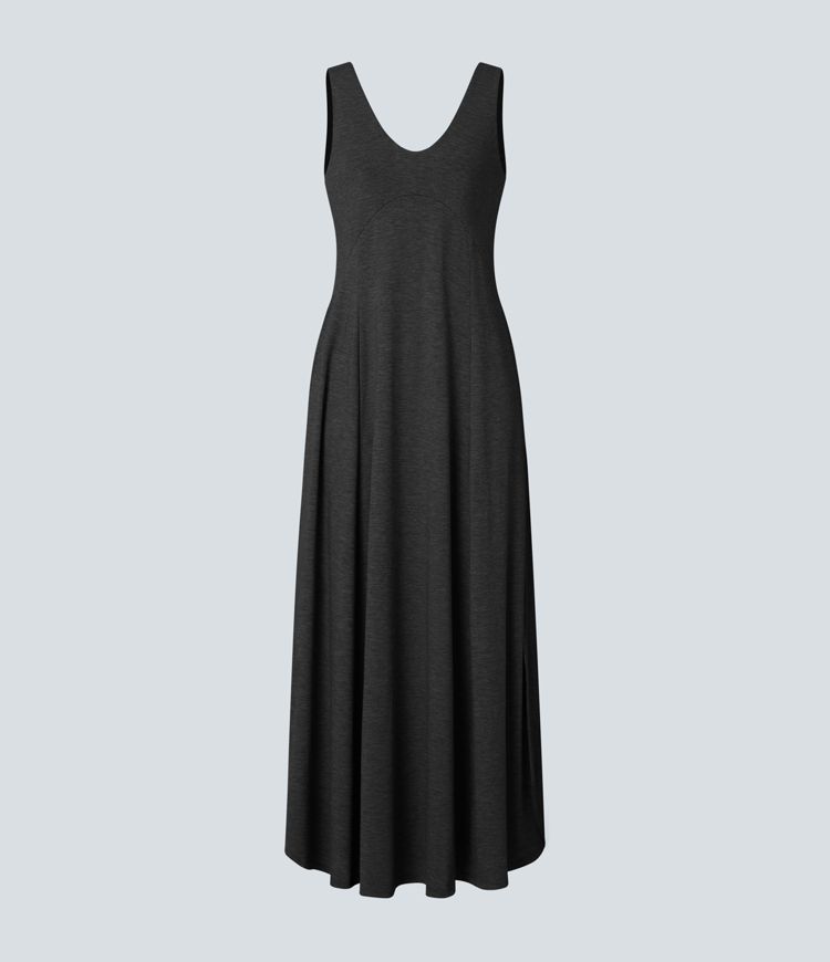 U Neck Flowy Maxi Casual Tank Dress