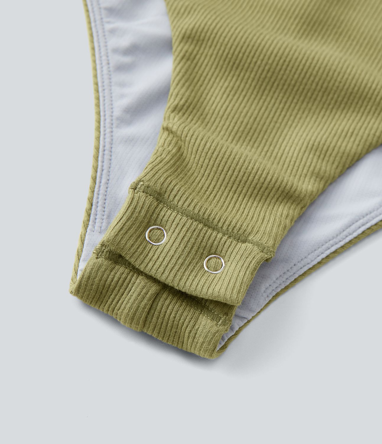 Ribbed Knit Crisscross Lace Up Long Sleeve Casual Bodysuit