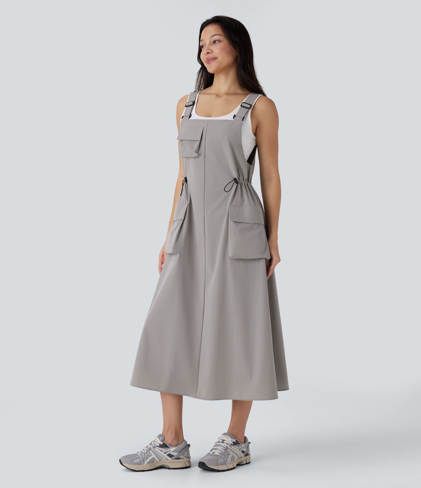 Vestido deportivo peto senderismo múltiple bolsillo correa ajustable cordón