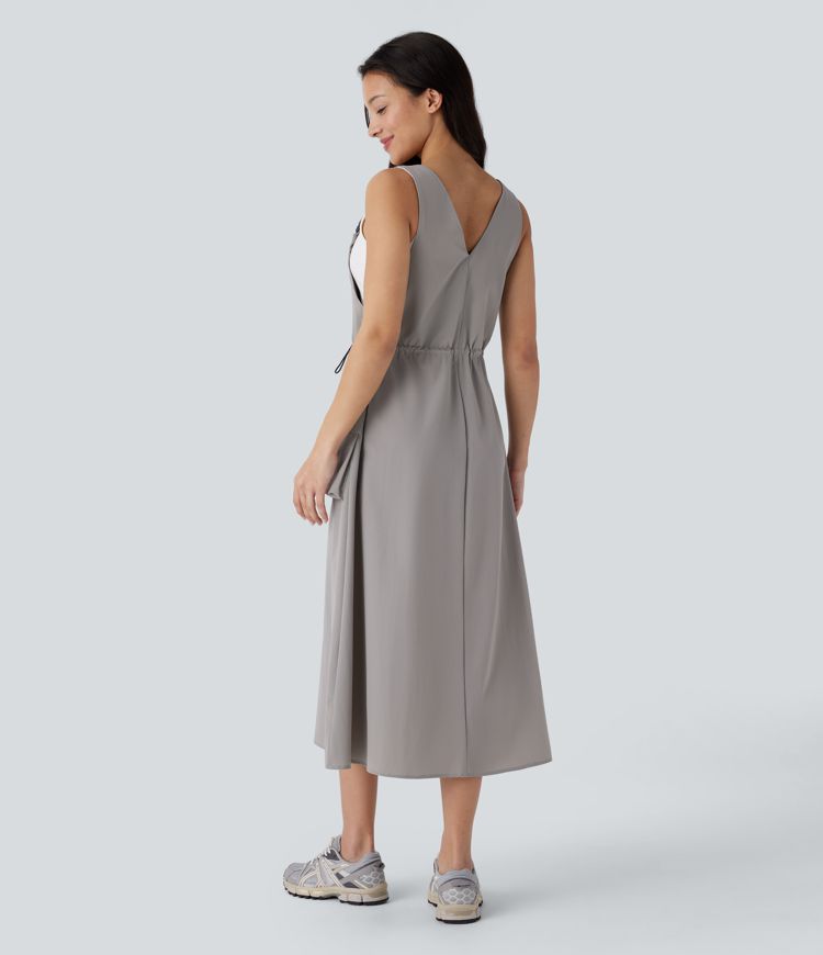 Vestido deportivo peto senderismo múltiple bolsillo correa ajustable cordón