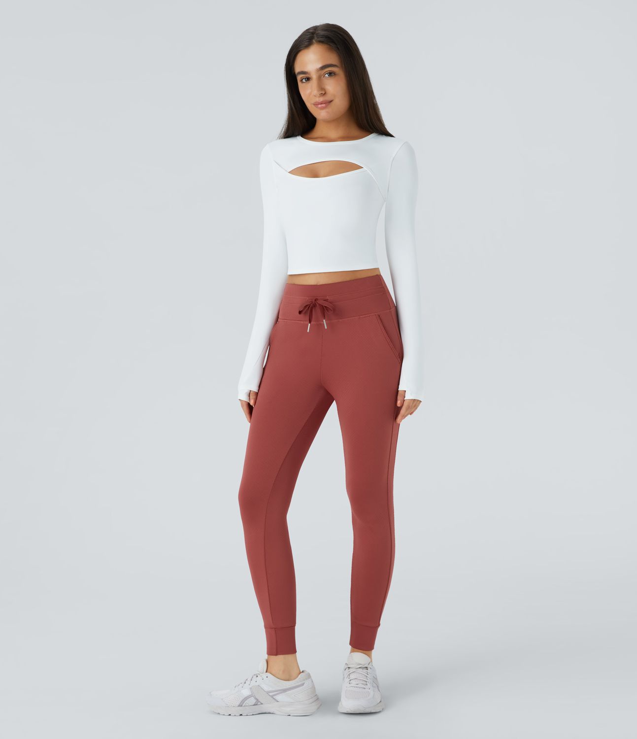 Felpa 3D Joggers térmico longitud completa bolsillo lateral cordón tiro alto