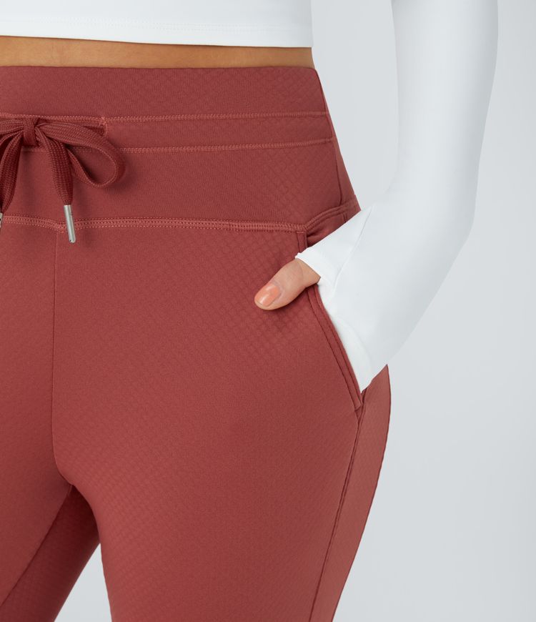 Felpa 3D Joggers térmico longitud completa bolsillo lateral cordón tiro alto