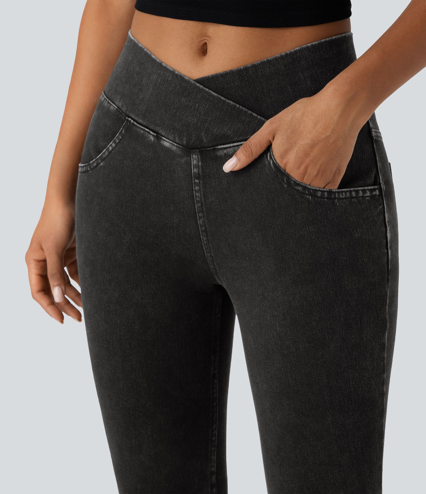 Halara Flex™ Jegging Travail Taille Haute Croisé Poches Multiples Tricot Extensible