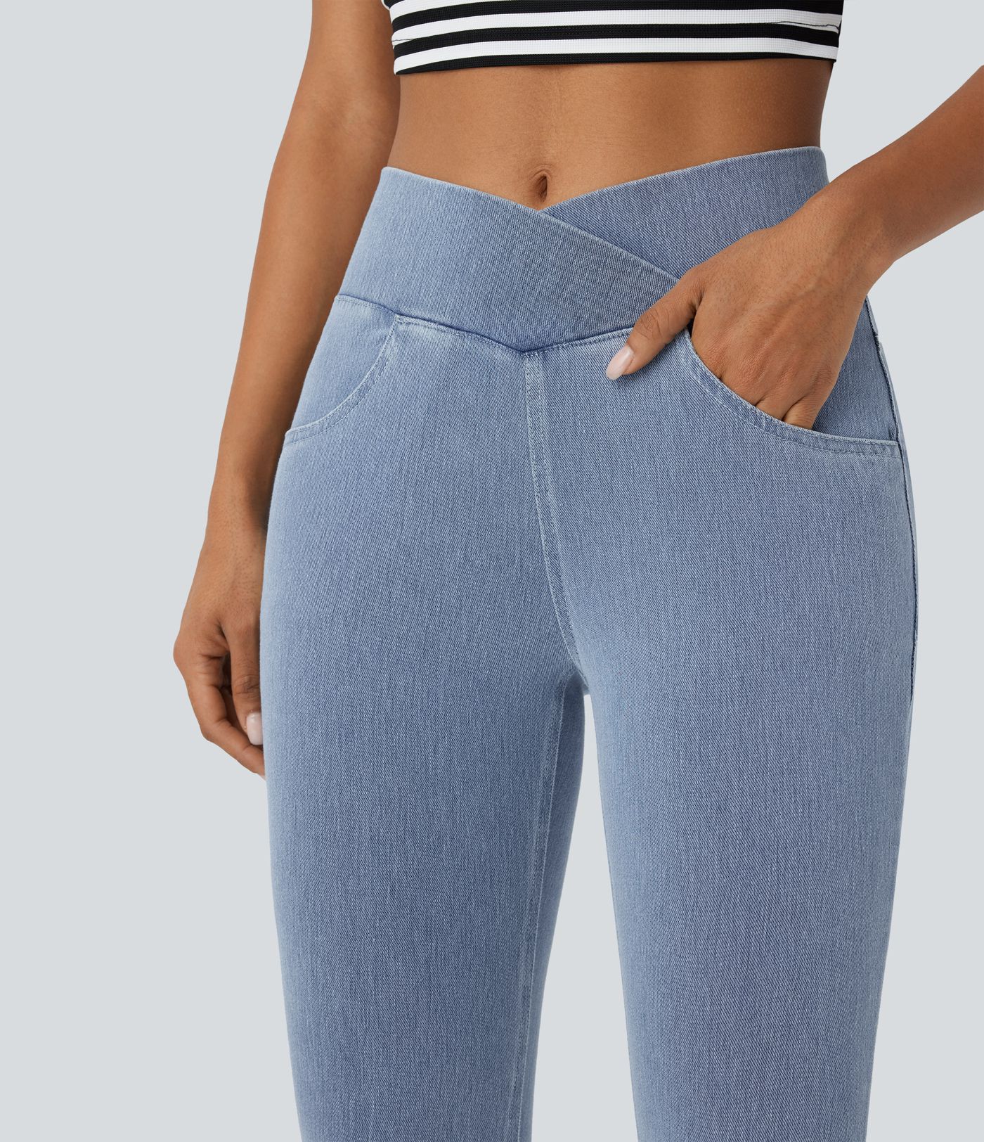 Halara Flex™ Jegging Travail Taille Haute Croisé Poches Multiples Tricot Extensible