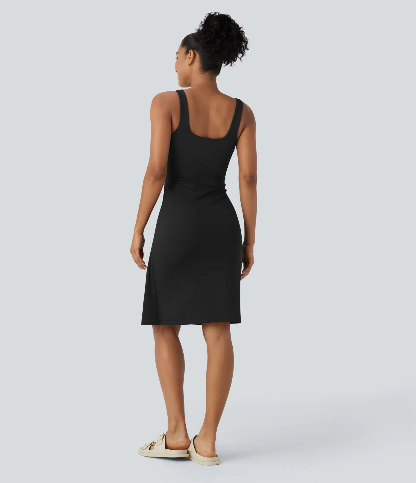 Softlyzero™ QuickDry Square Neck Backless Tie Front Midi Casual Dress