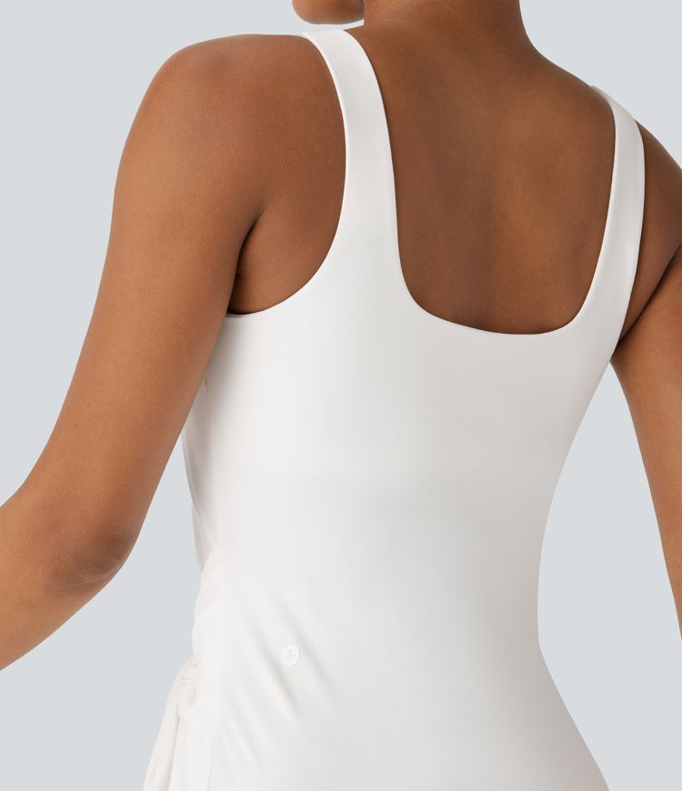 Softlyzero™ QuickDry Square Neck Backless Tie Front Midi Casual Dress