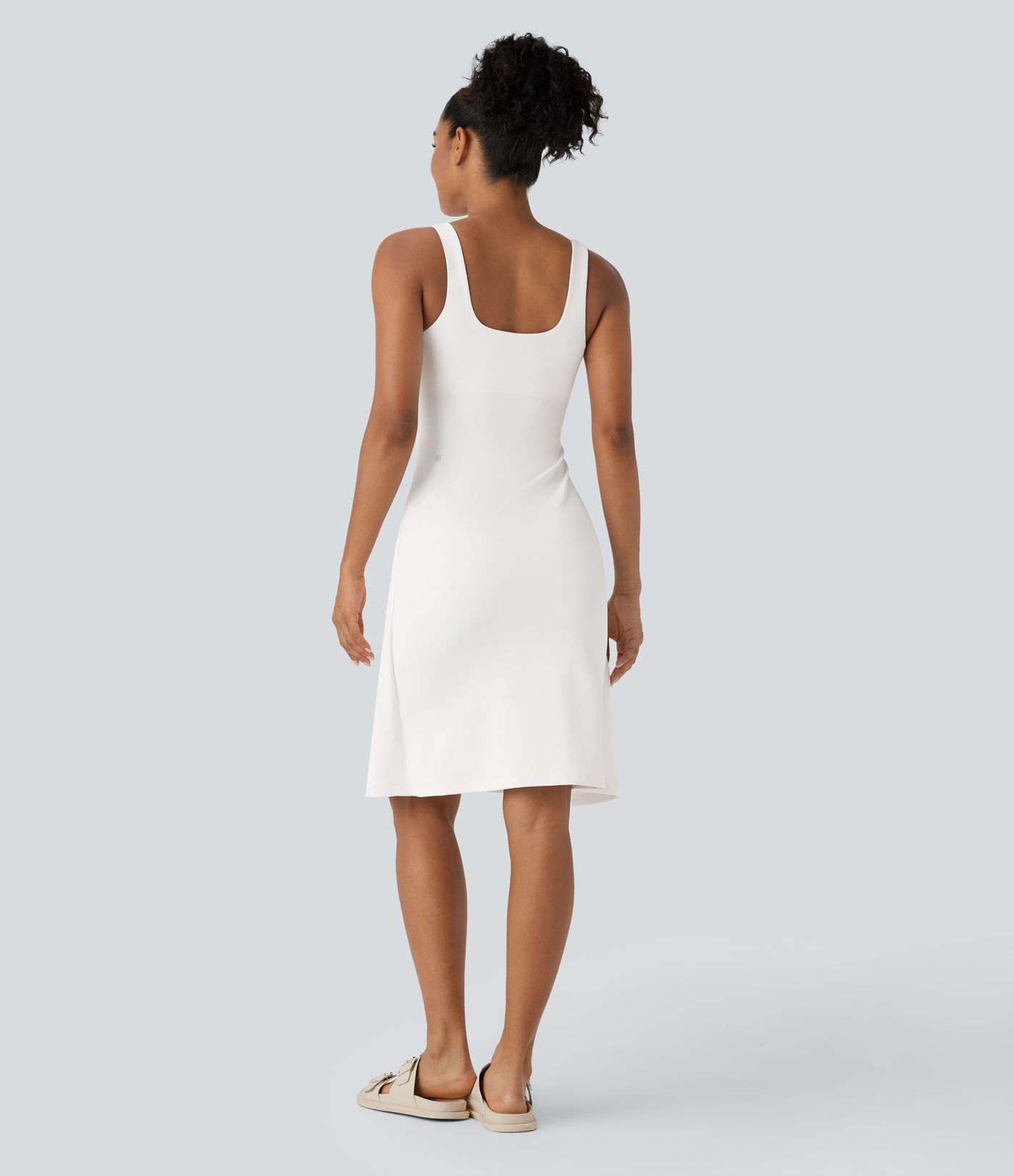 Softlyzero™ QuickDry Square Neck Backless Tie Front Midi Casual Dress