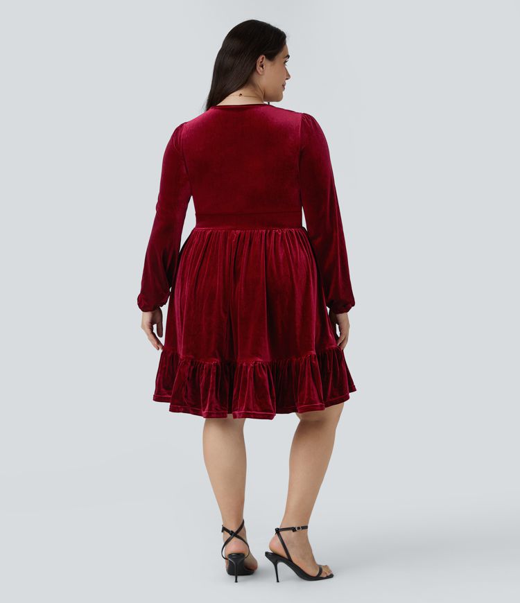 Vestido de terciopelo con escote en V de talla grande