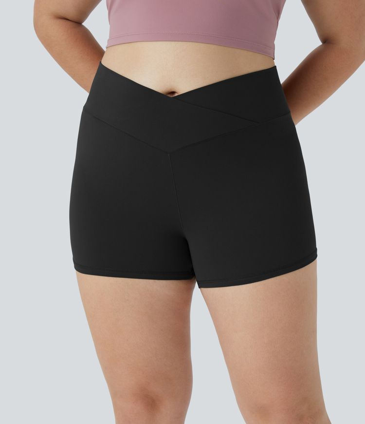 Softlyzero™ Short 7,5cm Bike Yoga à Taille Haute Croisée Unie Grande Taille