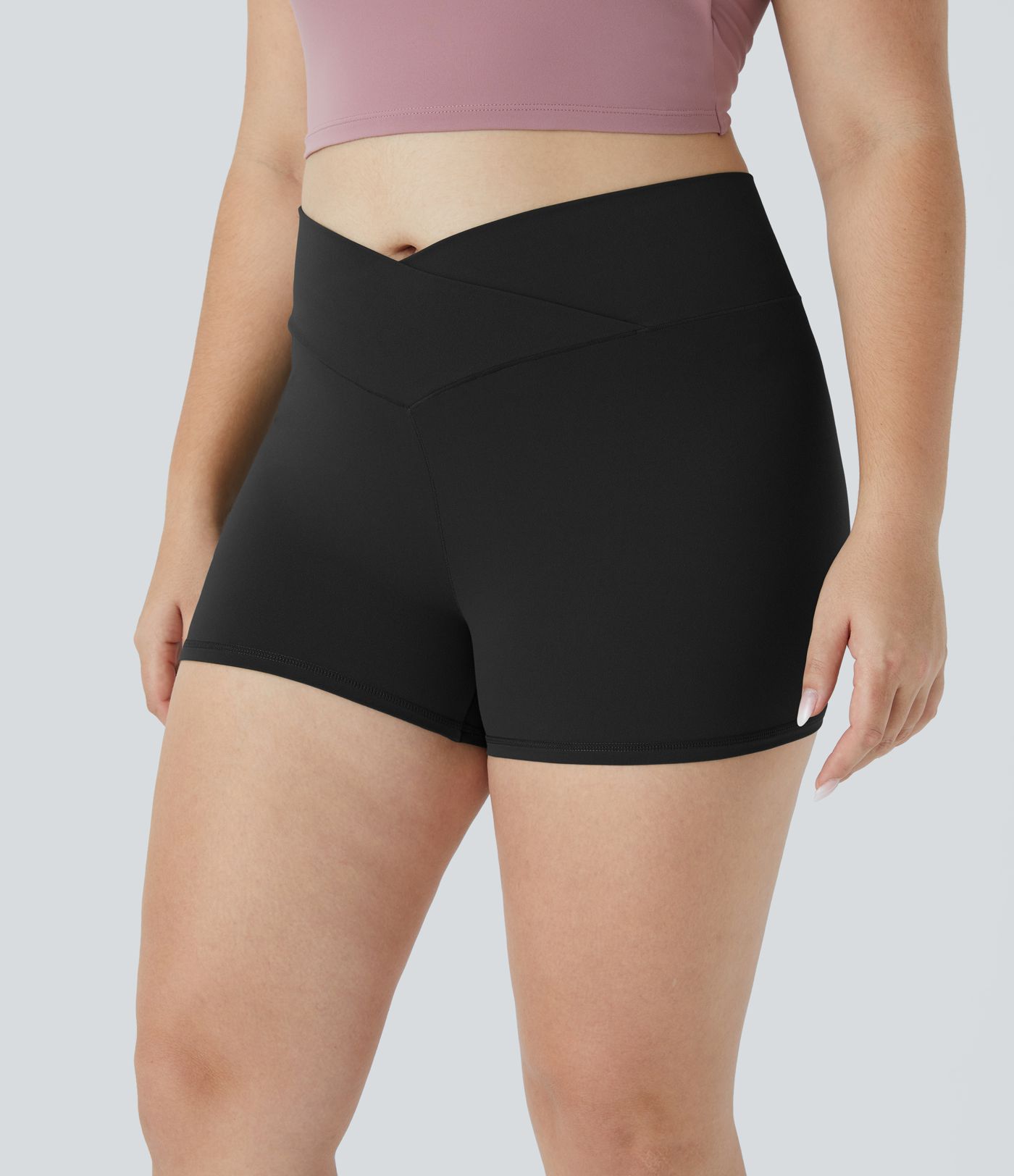 Softlyzero™ Plus-Size Yoga-Bikershorts mit hohem Bund und Crossover-Design - 7,6 cm