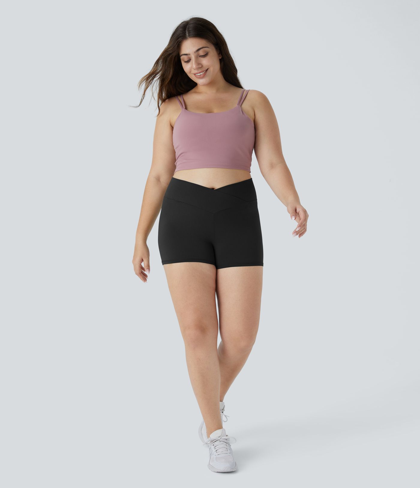 Softlyzero™ Plus-Size Yoga-Bikershorts mit hohem Bund und Crossover-Design - 7,6 cm