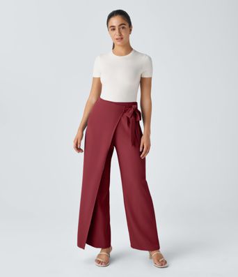 Halara Flex™ High Waisted Tie Side Wide Leg Work Pants