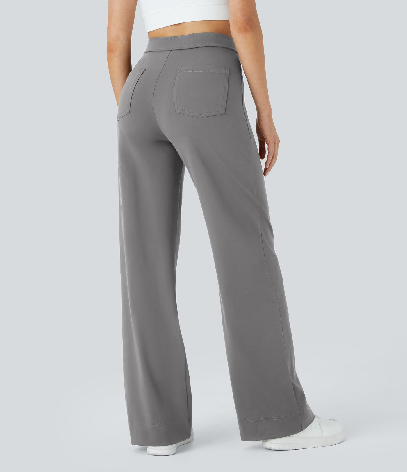 High Waisted with Pockets Straight Leg Stretchy Casual Pants