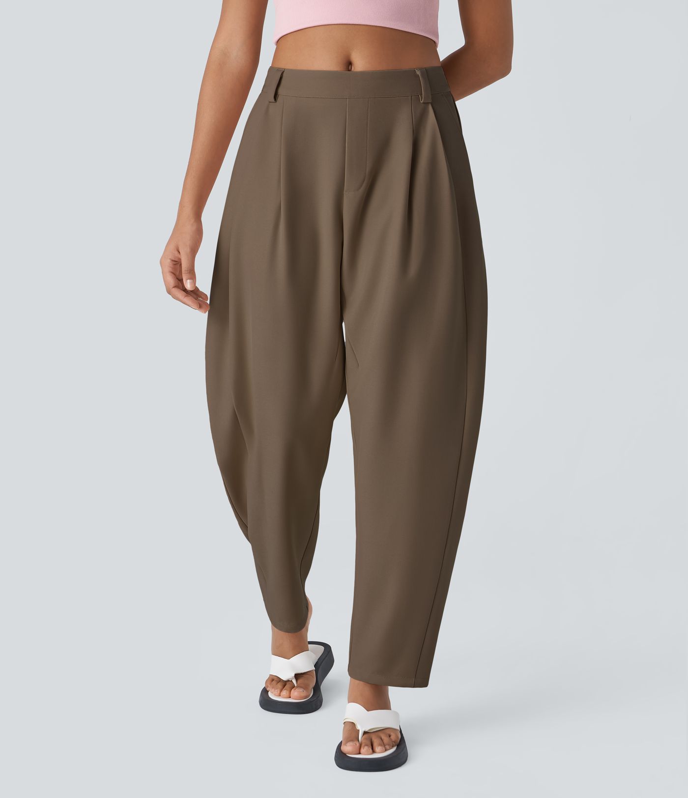 Halara Flex™ - Arbeits-Hose mit mittelhohem Bund, Seitentaschen und Barrel-Leg