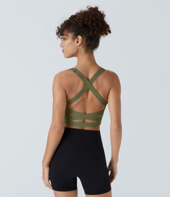 SoftlyZero™ Airy Square Neck Backless Crisscross Cropped Cool Touch Yoga Tank Top-UPF50+ A-C Cups