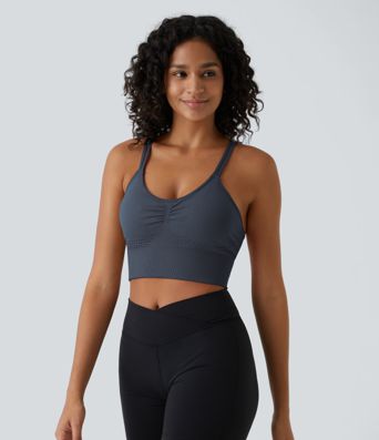 OneForm Seamless Flow Low Support Ruched Double Straps Sports Bra A-C Cups