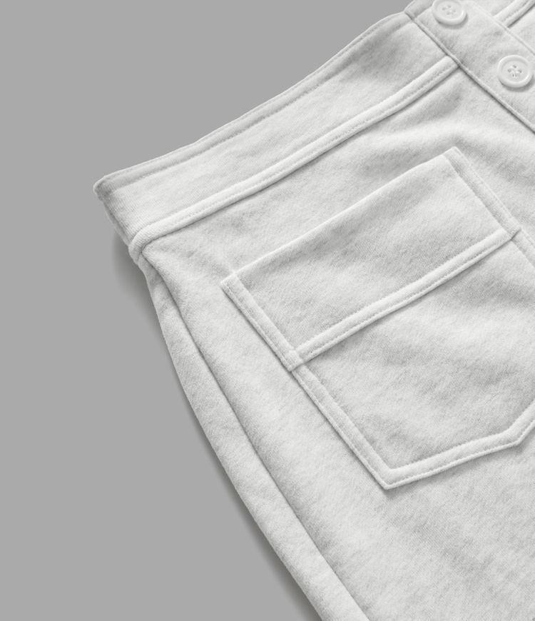 Pantalon Casual en Coton en Fleece Thermique Jambe Droite Boutons Taille Haute Plusieurs Poches