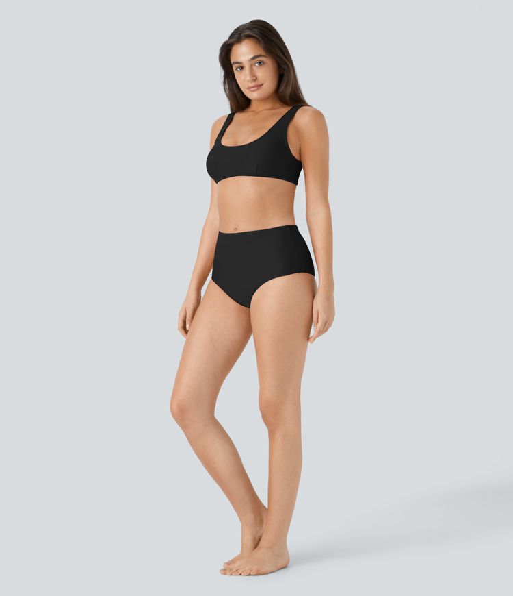 Top Maillot de Bain Bikini Uni Encolure en U