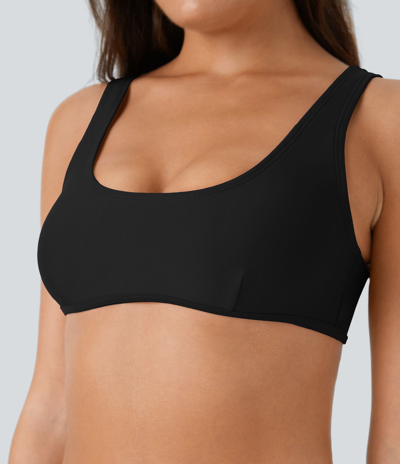 Top Maillot de Bain Bikini Uni Encolure en U