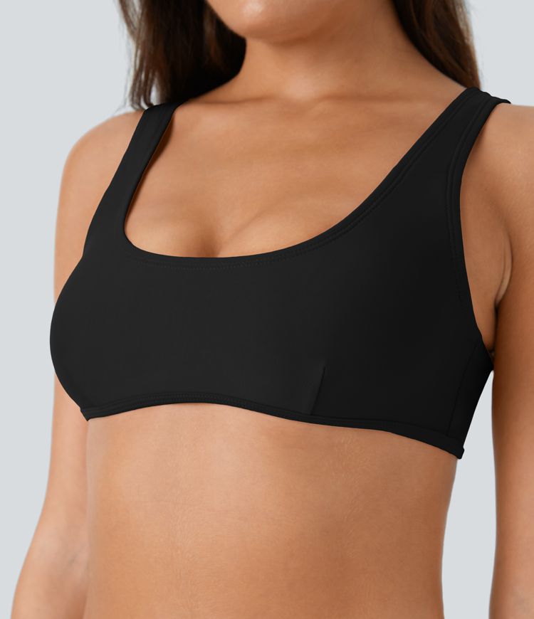 Top Maillot de Bain Bikini Uni Encolure en U