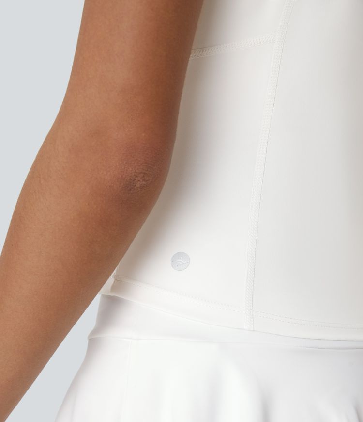 Softlyzero™ QuickDry Débardeur Golf Slim à Demi-Zip et Col Baseball