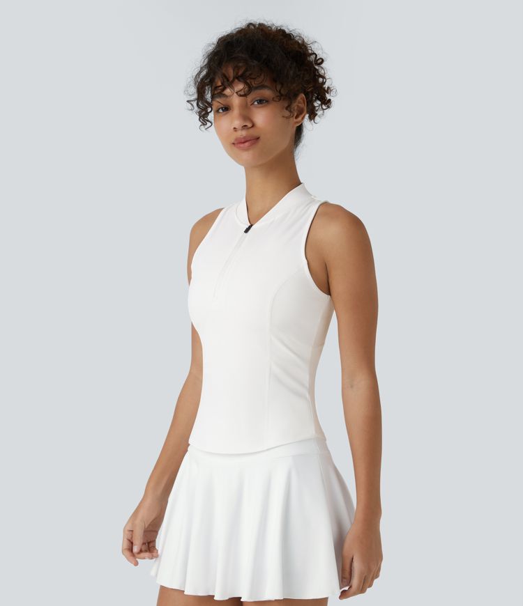 Softlyzero™ QuickDry Débardeur Golf Slim à Demi-Zip et Col Baseball