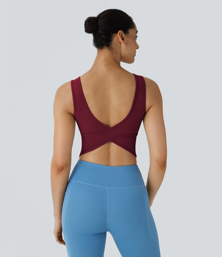 Débardeur de ballet 'barre' à encolure en U avec détail croisé, bonnets A-C