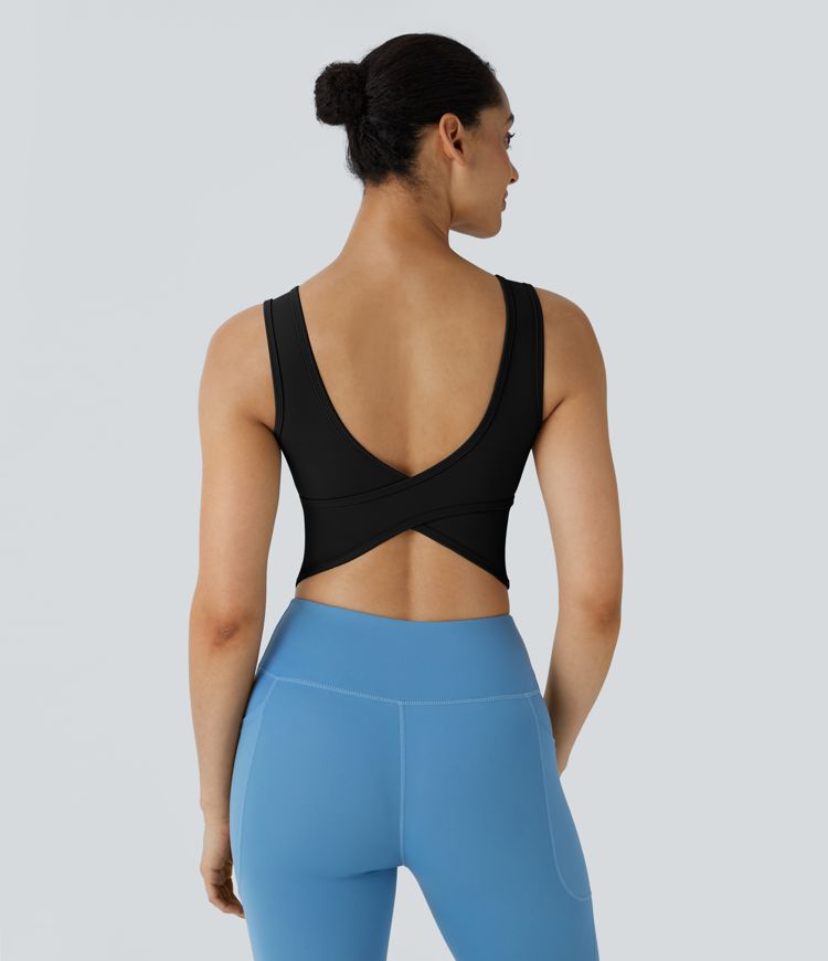 U Neck Backless Crossover Barre Ballet Dance Tank Top