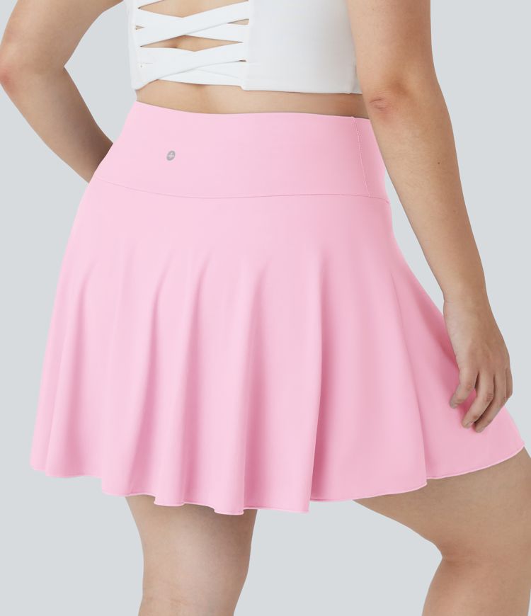 Softlyzero™ Airy Comfy High Waisted Crossover 2-in-1 Side Pocket Plus Size Flare Cool Touch Tennis Skirt-UPF50+